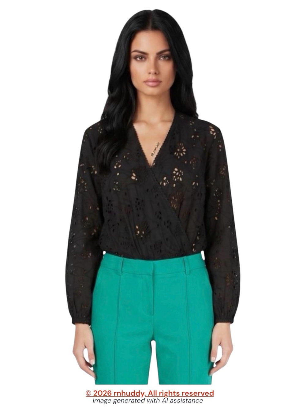 AllSaints size 0 black cotton Amara Broderie Eyelet Bodysuit